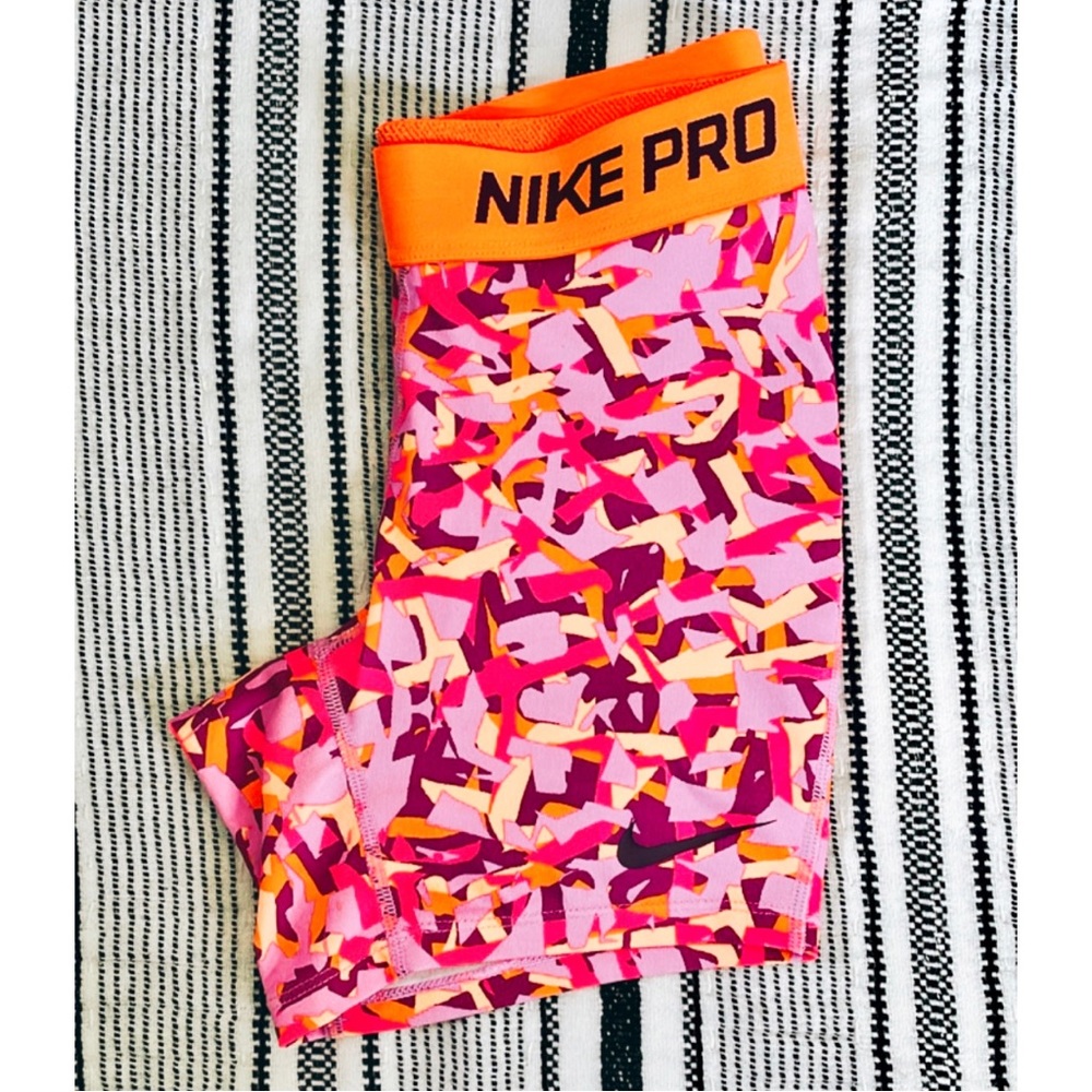 Nike Pro | Pink & Orange Printed Youth Athletic Shorts